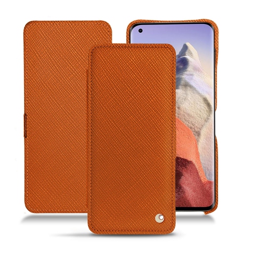 Elegante Lederhülle für Xiaomi Mi 11 UltraOrange vibrant ( Pantone #e36b39 ) 