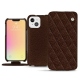 Housse cuir Apple iPhone 13 mini - Châtaigne - Couture ( Pantone 476C ) 