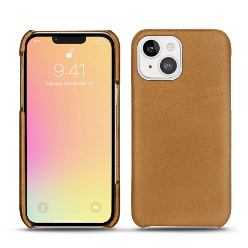 Coque luxueuse en cuir pour votre iPhone 13 miniCastan esparciate ( Pantone #824F2A )