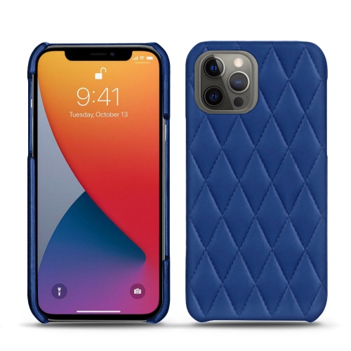 Estojo de couro para iPhone Apple 13 Pro MaxBleu océan - Couture ( Nappa - Pantone #15458a) 