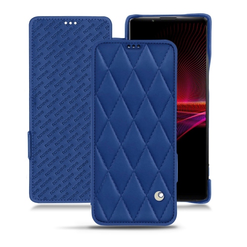 Elegante e elegante capa para Sony Xperia 1 IIIBleu océan - Couture ( Nappa - Pantone #15458a) 