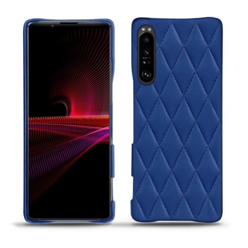 Leather rear shells for Sony Xperia 1 IIIBleu océan - Couture ( Nappa - Pantone #15458a) 