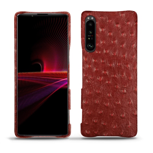 Gusci posteriori in pelle per Sony Xperia 1 IIIAutruche ciliegia ( Pantone #a4343a ) 