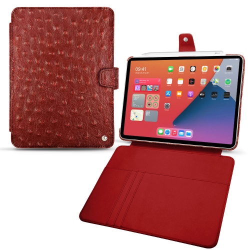 Des housses en cuir pour Apple iPad mini 6 et mini 7Autruche ciliegia ( Pantone #a4343a ) 