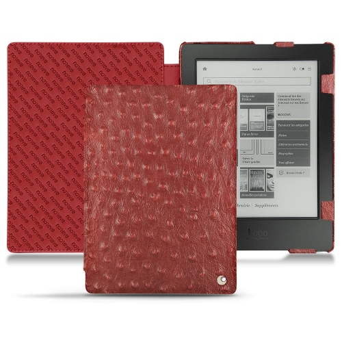 Lederschutzhülle Kobo Aura H2OAutruche ciliegia ( Pantone #a4343a ) 