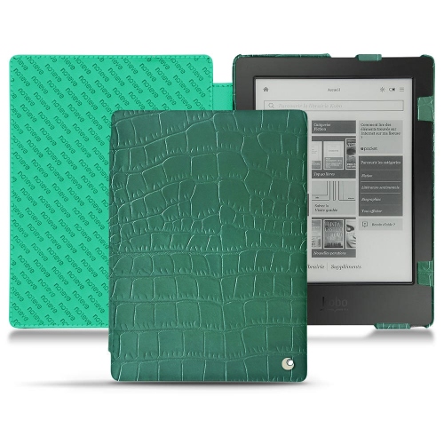 Capa em pele Kobo Aura H2OCrocodile pino ( Pantone #173F35 ) 
