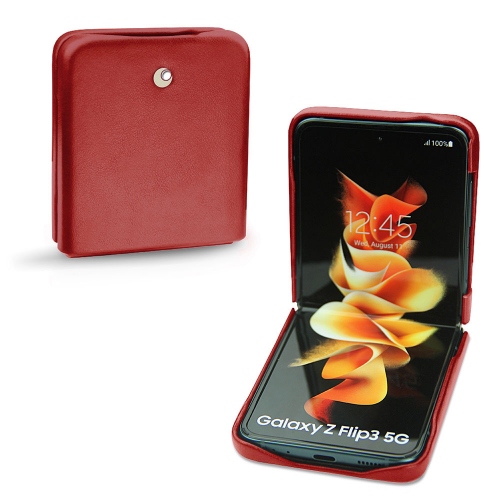 Funda de lujo para Samsung Galaxy Z Flip3Rouge ( Nappa - Pantone #d50032 ) 