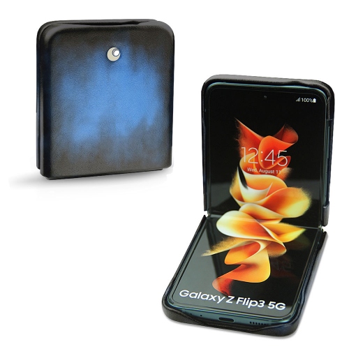  Samsung Galaxy Z Flip3를위한 고급스러운 커버Bleu Patine