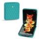 Coque cuir Samsung Galaxy Z Flip3 - Bleu fluo - Couture