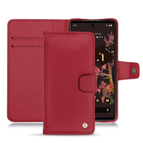 Funda de cuero chic con solapa horizontal para el Google Pixel 6Rouge passion ( Pantone #a6192e ) 
