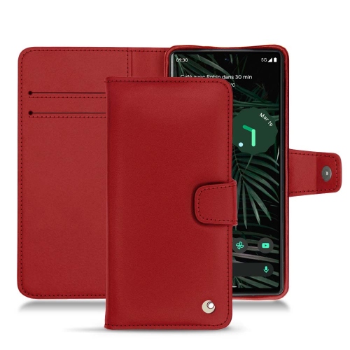 Housse portefeuille cuir pour Google Pixel 6 ProRouge ( Nappa - Pantone #d50032 ) 