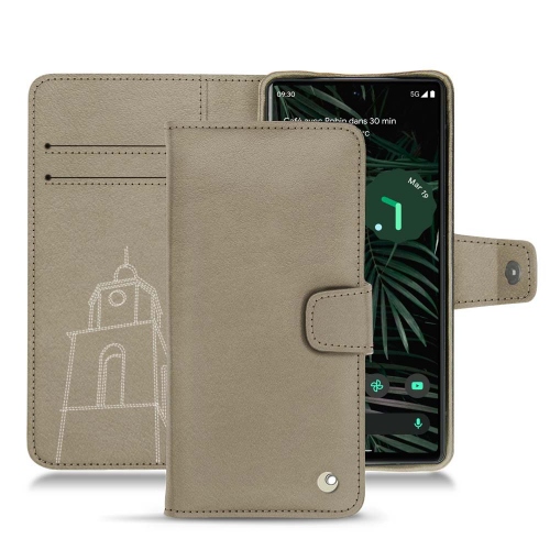 Leather wallet case for Google Pixel 6 ProDarboun sabla ( Pantone #BCB1A1 )