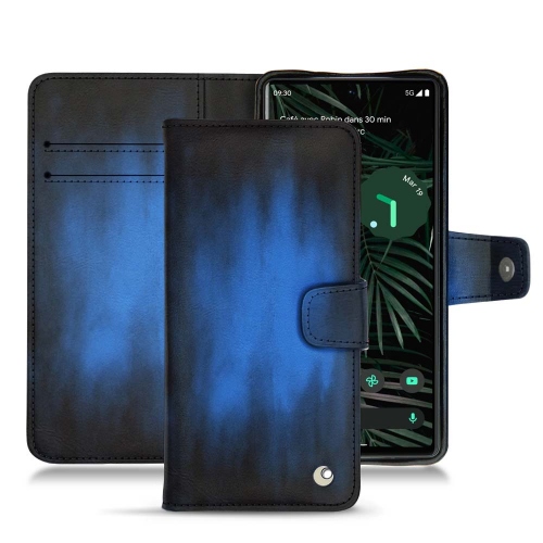 Leather wallet case for Google Pixel 6 ProBleu Patine