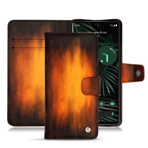 Housse portefeuille cuir pour Google Pixel 6 ProFauve Patine