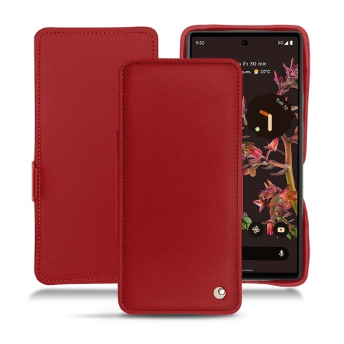 Funda y cubierta de cuero con solapa horizontal para el Google Pixel 6Rouge ( Nappa - Pantone #d50032 ) 