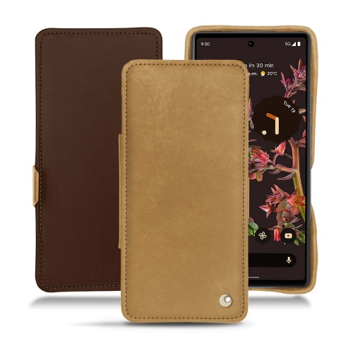 Ledertasche und Hülle mit horizontaler Klappe für Google Pixel 6Sable vintage ( Pantone #9b7340 ) 