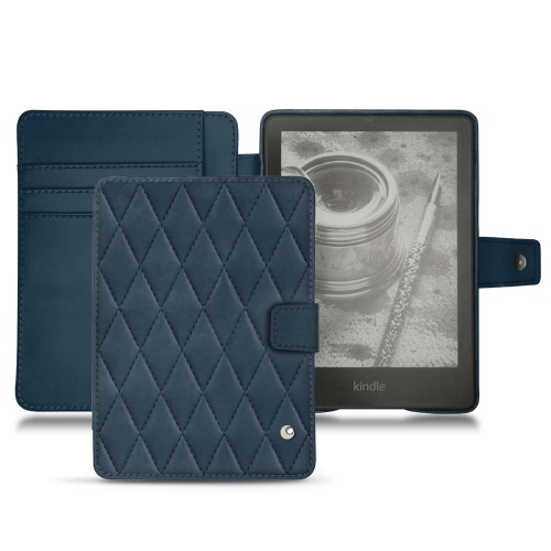 Estojo de couro para Amazon Kindle PaperwhiteJean vintage - Couture ( Pantone #2f414f  ) 
