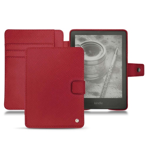  Amazon Kindle Paperwhite용 가죽 커버 및 쉘Rouge passion ( Pantone #a6192e ) 