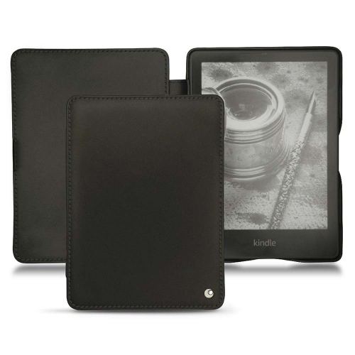 Book Style Real Leather Protective e-Reader Cover Folio Case - Black for 2017 and Older kalibri Case for  Kindle Paperwhite 