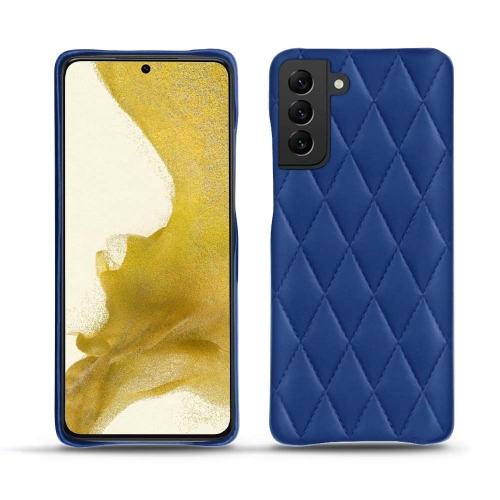 Elegante funda de cuero para Samsung Galaxy S22Bleu océan - Couture ( Nappa - Pantone #15458a) 