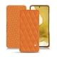Housse cuir Samsung Galaxy S22 - Orange - Couture ( Nappa - Pantone 1495U ) 