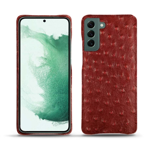 Coque de qualité supérieure en cuir pour Samsung Galaxy S22+Autruche ciliegia ( Pantone #a4343a ) 