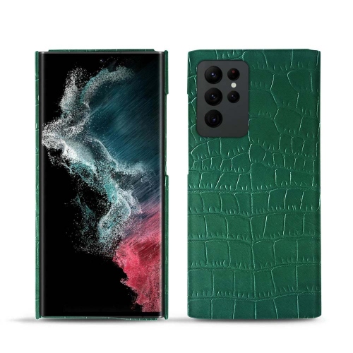 Funda de piel de primera calidad para Samsung Galaxy S22 UltraCrocodile pino ( Pantone #173F35 ) 