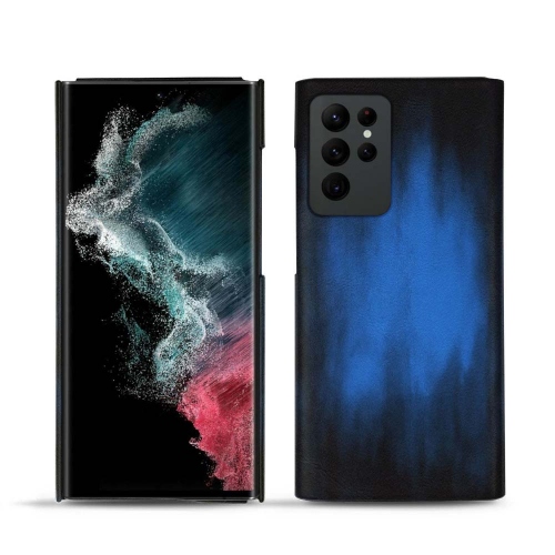 Premium-Lederhülle für Samsung Galaxy S22 UltraBleu Patine