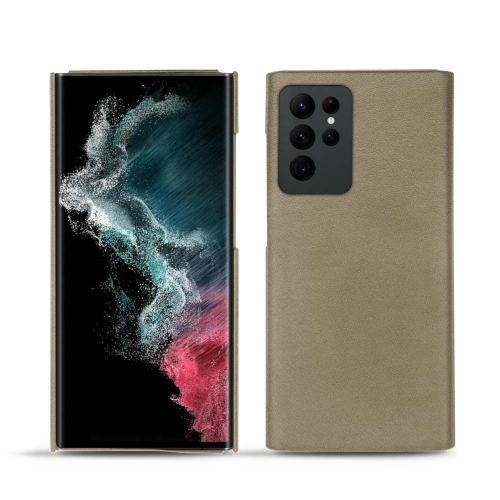 Premium-Lederhülle für Samsung Galaxy S22 UltraDarboun sabla ( Pantone #BCB1A1 )