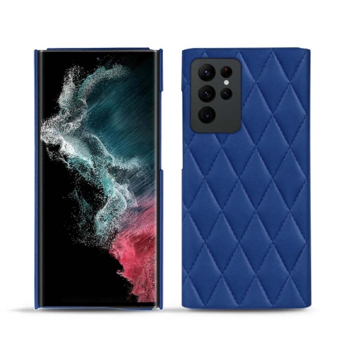 Estojo em pele premium para Samsung Galaxy S22 UltraBleu océan - Couture ( Nappa - Pantone #15458a) 