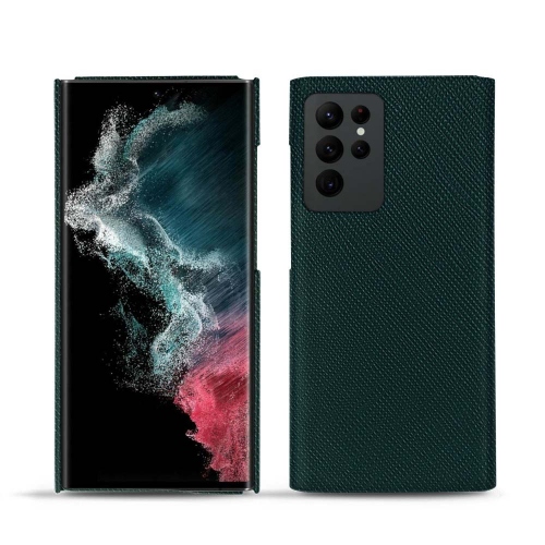 Premium-Lederhülle für Samsung Galaxy S22 UltraVert séduisant ( Pantone #1d3c34 ) 