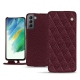 가죽 커버 Samsung Galaxy S21 FE - Lie de vin - Couture ( Pantone 5115C ) 