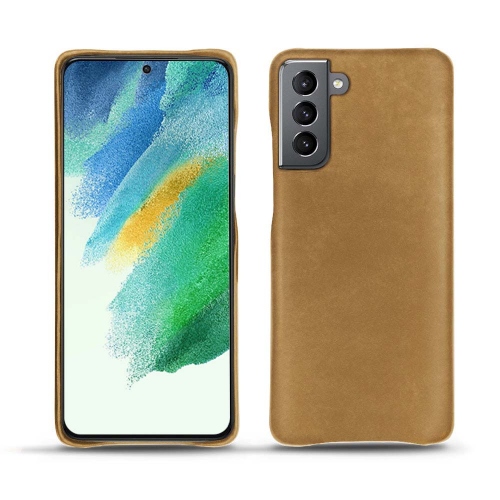 A quality leather case for the Samsung Galaxy S21 FESable vintage ( Pantone #9b7340 ) 