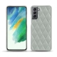 Coque cuir Samsung Galaxy S21 FE - Gris - Couture ( Nappa - Pantone W428C ) 