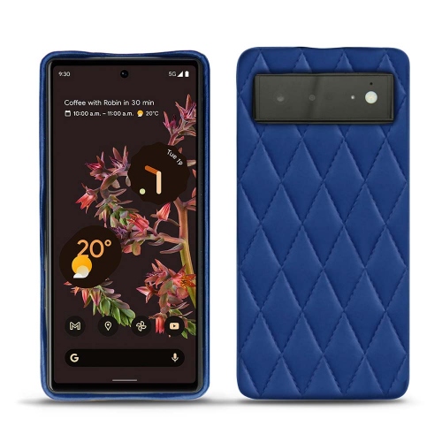 Cover posteriore in pelle per Google Pixel 6Bleu océan - Couture ( Nappa - Pantone #15458a) 