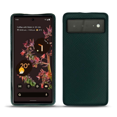 Leather back cover for Google Pixel 6Vert séduisant ( Pantone #1d3c34 ) 