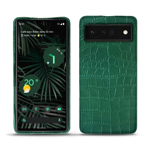 Coperture posteriori in pelle per Google Pixel 6 ProCrocodile pino ( Pantone #173F35 ) 