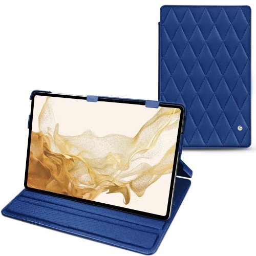 Estojo em pele para Samsung Galaxy Tab S8Bleu océan - Couture ( Nappa - Pantone #15458a) 
