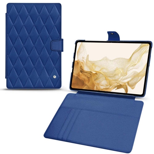 Funda de cuero para Galaxy Tab S8Bleu océan - Couture ( Nappa - Pantone #15458a) 