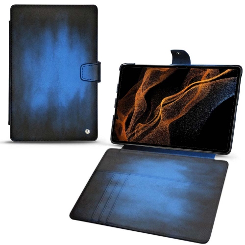 Leather case and cover for Samsung Galaxy Tab S8+Bleu Patine