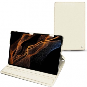 Coque et housse à rabat horizontal en cuir pour Galaxy Tab S8+