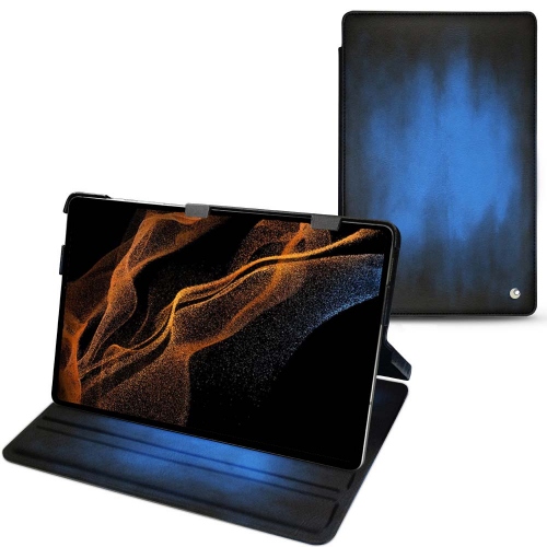 Galaxy Tab S8+ Lederhülle und Cover mit horizontaler KlappeBleu Patine