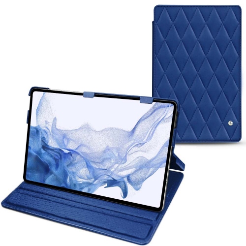 Funda sólida para Galaxy Tab S8 UltraBleu océan - Couture ( Nappa - Pantone #15458a) 