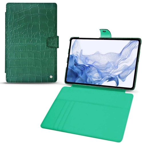 Luxuriöse Hülle für Galaxy Tab S8 UltraCrocodile pino ( Pantone #173F35 ) 