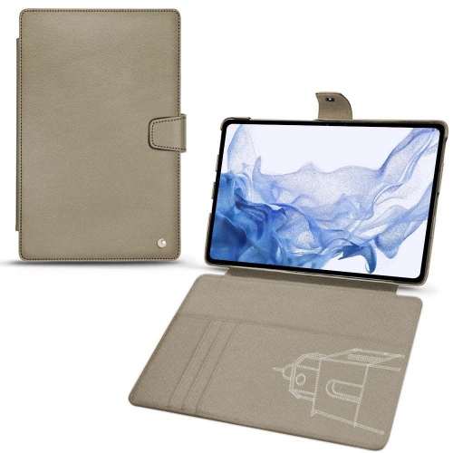 Estojo de couro para Galaxy Tab S8 UltraDarboun sabla ( Pantone #BCB1A1 )