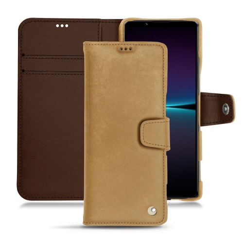 Funda de cuero personalizable para Sony Xperia 1 IVSable vintage ( Pantone #9b7340 ) 