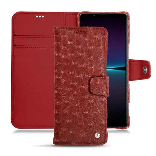 Mala de couro personalizável para Sony Xperia 1 IVAutruche ciliegia ( Pantone #a4343a ) 