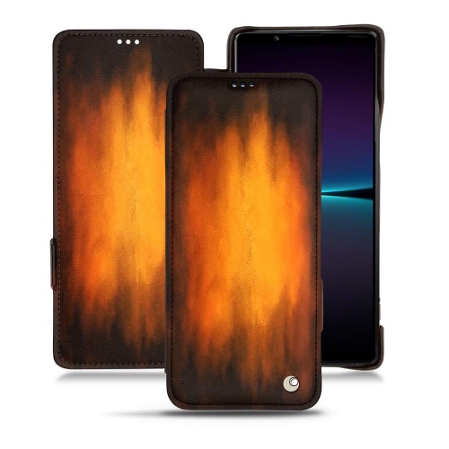 Mala de couro de alta qualidade para Sony Xperia 1 IVFauve Patine