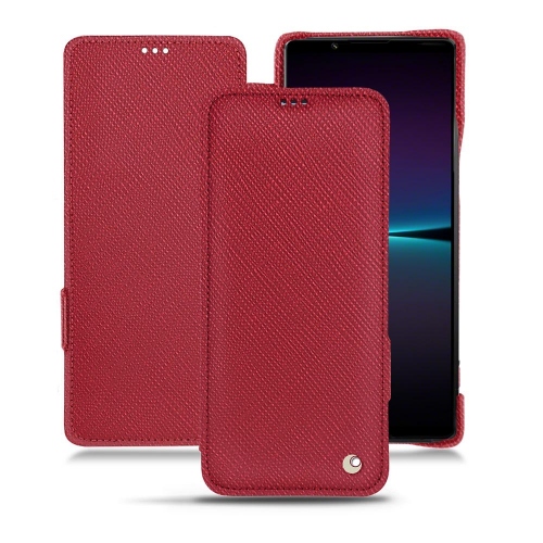 ソニーXperia 1 IV用高品質レザーケースRouge passion ( Pantone #a6192e ) 