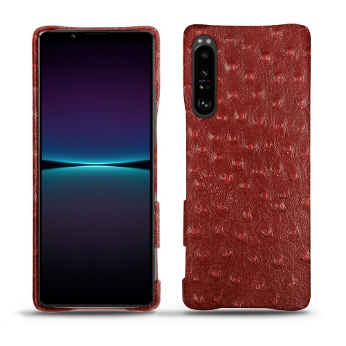 Sony Xperia 1 IV용 프리미엄 가죽 케이스Autruche ciliegia ( Pantone #a4343a ) 